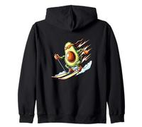 Skiing Avocado Ninja Speed Snow Mountain Humor Zip Hoodie