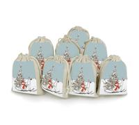 Skiing Christmas Tree Bunches Pocket Cotton And Hemp with Drawstring 8 Pieces Reusable Gift Bags Jewelry Pouch for Wedding DIY Craft Party (4.9 X 6.7 Inch)