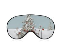Skiing Christmas Tree Sleep Mask for Women Men Side Sleeper Eye Cover with Adjustable Strap Soft Breathable Blackout Mask Slip-Free Deep Sleeping Travel Essentials