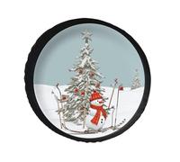 Skiing Christmas Tree Spare Tire Cover PVC Leather Spare Wheel Cover Dustproof Waterproof Jeep Tire Cover for 28inch Camper, RV Trailer, Truck, SUV Fit Diameter 28-34 Inch