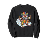 Skiing Clown Pig Rainbow Patchwork Snow Fun Sweatshirt