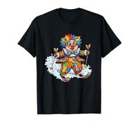 Skiing Clown Pig Rainbow Patchwork Snow Fun T-Shirt