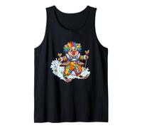 Skiing Clown Pig Rainbow Patchwork Snow Fun Tank Top