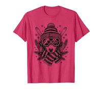 Skiing Dachshund Dog Ski T-Shirt, Men, Red Heather, Large