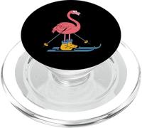 Skiing Flamingo Cartoon Winter Sports Mountain Humor PopSockets PopGrip for MagSafe
