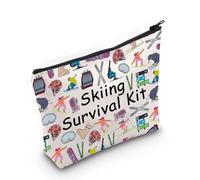Skiing Gift for Women Makeup Bag Skiing Team Gifts Skiing Survival Kit Ski Lover Skiing Gift Winter Sport Cosmetic Bag (Skiing Survival UK)