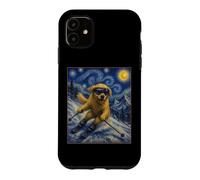 Skiing Golden Retriever Art Skiier Dog on Ski Hill Case for iPhone 11