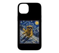Skiing Golden Retriever Art Skiier Dog on Ski Hill Case for iPhone 14 Plus