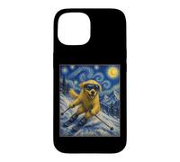 Skiing Golden Retriever Art Skiier Dog on Ski Hill Case for iPhone 15