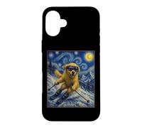 Skiing Golden Retriever Art Skiier Dog on Ski Hill Case for iPhone 16 Plus