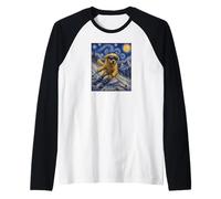 Skiing Golden Retriever Art Skiier Dog on Ski Hill Raglan Baseball Tee