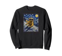 Skiing Golden Retriever Art Skiier Dog on Ski Hill Sweatshirt