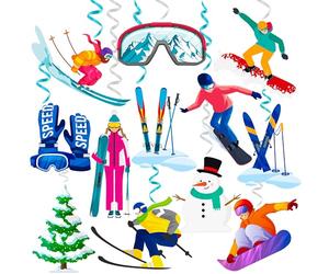 Skiing Hanging Swirls Snowboard Party Hanging Decoration Winter Ski Ceiling Streamer Skiing Themed Birthday Party Decoration for Sport Skier Baby Shower Supplies