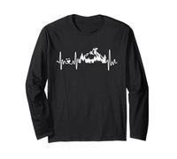 Skiing Heartbeat for Mountain Ski Sport in The Alps - Skier Long Sleeve T-Shirt