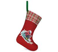 Skiing in The Snowy Sequin Christmas Stockings One Size