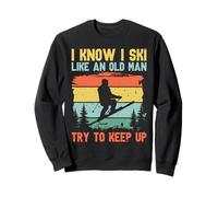 Skiing Old Man Funny Retro Skier Freestyle Mountain Sports Sweatshirt