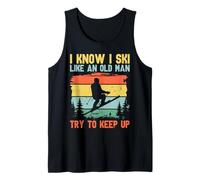 Skiing Old Man Funny Retro Skier Freestyle Mountain Sports Tank Top