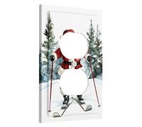 Skiing Santa Light Switch Cover Plate/Outlet Covers, Red and White Decor for Christmas, Holiday Wall Accents for Home and Office, Standard Size Single Duplex Outlet
