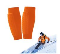 Skiing Shin Guards, Breathable Elastic Anti-Collision Shin Pads for Kids, Teens And Adults (Orange,S)