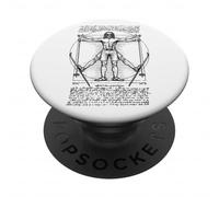 Skiing Skier Vitruvian Man Leonardo Da Vinci Vintage Skiers PopSockets Adhesive PopGrip