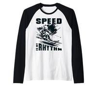 Skiing. Speed is my rhythm. Raglan Baseball Tee