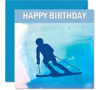Skiing Sport Birthday Cards - Boys in Sports - Happy Birthday Card for Boy Son Brother Grandson Nephew Uncle Cousin, 145mm Bday Greeting Cards