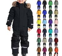 Skiing Suit Kids One Piece Snow Suits Overall Winter Warm Hooded Snowboard Skisuit Casual Thick Sports Outdoor Ski Jumpsuit Insulated Snowboarding Snowsuit Waterproof Trousers Jacket for Girls Boys UK