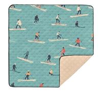 Skiing Teal Large Stylish mat for Baby to Play on Floor for Floor Comfortable Foldable Kicking Mat for Babies Infants Toddlers, 50'' x 50''con Musica para Bebes