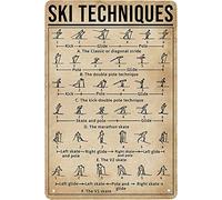 Skiing Techniques Sign, Metal Sign, Skiing Sign, Office Sign, Home D¨¦cor, Ski Lodge D¨¦cor, Cabin Sign Wall Decor Poster Metal Sign 8X12 Inches