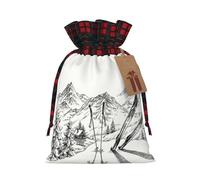 Skiing Theme Christmas New Year Candy Gift Bags S Size Drawstring Bags for Kids Xmas Holiday Xmas Eve Presents