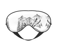 Skiing Theme Double Sided Sleep Mask, Adjustable Blackout, Silk-Like Eye Mask for Sleeping,Travel, Soft, Breathable, Lightweight Comfortable Blindfold