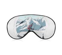 Skiing Theme Sleep Mask, Ultra Soft Eye Mask for Sleeping with Adjustable Strap, Comfortable Lightweight Blindfold Eyeshade, Total Blackout Eye Cover for Night Sleep Travel Office Nap