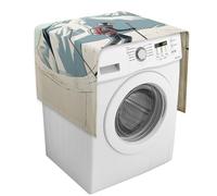 Skiing Theme Washing Machine Cover with Storage Pockets Washer Dryer Top Dust Cover 54.3" X 20.5" Refrigerator Kitchen Protective Pads Home Decor