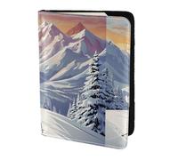 Skiing Theme01 Print 5.5 Inch Passport For Men And Women Lightweight Stylish Travel Document Wallet, Black, One Size