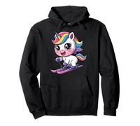 Skiing Unicorn Rainbow Winter Snow Cute Kawaii Pullover Hoodie