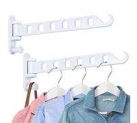 SKIKEN Wall Mounted Clothes Hanger with Swing Arm, Wall Mounted Swing Away Drying Rack, 180°Rotation, Safe Laundry Hanger, Space Saver, Sturdy Hanging (2-Pack, White)
