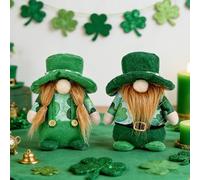SKIKHN 2 Styles St Patrick's Day Gnomes Plush Doll, St. Patrick's Day Gnome Irish Plush Doll, Irish Green Hats Leprechaun, Lucky Clover Shamrocks Dwarf Figurine, for Home Party Gifts Saint Paddy's Day