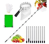 SKIKHN 4.2 m Fruit Picker with Telescopic Handle, 13-Piece Apple Picker, Cherry Picker with Stainless Steel Telescopic Stake & Cotton Bag, Expandable Fruit Collector for Fruits Out of Reach, Diameter