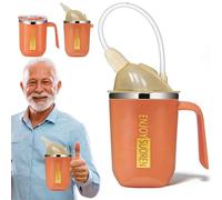 SKIKHN Adult Sippy Cup, 3-in-1 Anti Choke Spill Proof Cup with Handle, 400ml Elderly Spill Proof Cups with Lid and Straw, Non Spill Cups for Bedridden Seniors, Dysphagia & Disability Care (Orange)