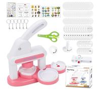 SKIKHN Button Maker Machine, 35mm and 55mm Badge Punch Press Kit, Badge Machine with Molds and Round Paper Cutter, Badges Making Kit for Kids, Perfect for School Projects, Party, Events (Pink)
