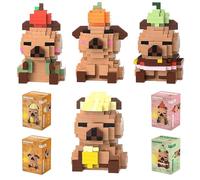 SKIKHN Capybara Building Blocks Set, 4 Pieces Cartoon Mini Building Blocks, Capybara Building Kit, Animal Blocks Micro Building