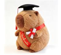 SKIKHN Capybara Plush Toy,25CM Capybara Plush Doll, Soft Cuddly Toy with Graduation Hat,Scroll,Doctoral hat Capibara,Graduation Gifts for Primary, Secondary and University Graduates Boys Girls