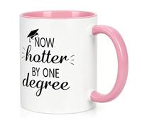 SKIKHN Ceramic Coffee Mug, 11oz Graduation Gifts, Coffee Mug with Now Hotter by One Degree, Funny Gifts Mug for Women, Hand Printed Coffee Mug, Graduation Gifts for Best Friend Him Her (Pink)