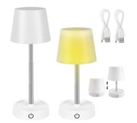SKIKHN Cordless Table Lamp, 2 Pack Rechargeable Cordless Table Lamp, Portable LED TableLamp, Telescopic Touch TableLamp, USB-C Rechargeable, Height Adjustable, for Bedside, Bedroom, Living Room
