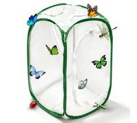 SKIKHN Insect and Butterfly Habitat Cage, Foldable Butterfly Garden with Zip, Foldable Habitat Mesh Cage, Mesh Terrarium Pop-Up for Protection of Plants and Insects (White)
