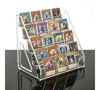 SKIKHN Large 5-Tier Trading Card Display Stand,12" Acrylic Transparent Vertical Shelf Rack for Collectible Card Slabs,Sports Cards,Photo Card,Toploaders,Postcards,Greeting Cards and Collectibles