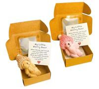 SKIKHN My Little Worry Bear 2 Pieces Boxed Teddy Bear In Box Plush Bear In Box With Paper Inspiration For Graduation Mom Newborn Baby Christening Christmas Friend