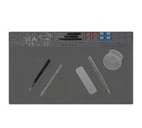 SKIKHN Soldering Mat, 60cm x 35cm Silicone Work Mat, Electronics Repair Pad with Screw Position, for BGA and Gun Soldering Iron, Electronic, Phone, Watch Repair (Grey)
