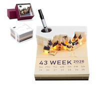 SKIKHN Time Piece Calendar 2026,3D Desk Calendar 2026,Magic Castle Weekly Calendars with Lights,3D Calendars Paper Carving Art Memo Pad Notepad,Gift for Christmas Housewarming Desktop Decoration