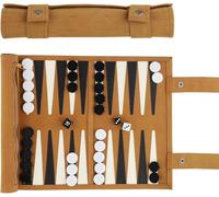 SKIKHN Travel Backgammon Set, Roll Up Backgammon Set with Traditional Tan Design, 15 Inch Portable Quality Backgammon Sets
